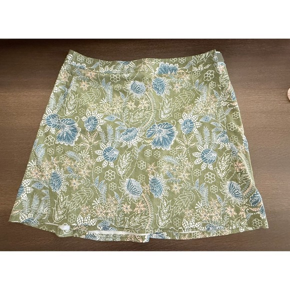 Rip Skirt Green Blue Print A-Line Casual wrap Skirt Size L - Picture 2 of 8
